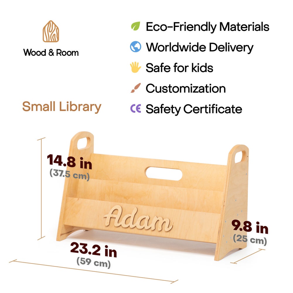 Wooden Montessori Bookshelf for Kids, Playroom Storage Bookcase, Nursery Furniture for Toddlers - Image 9