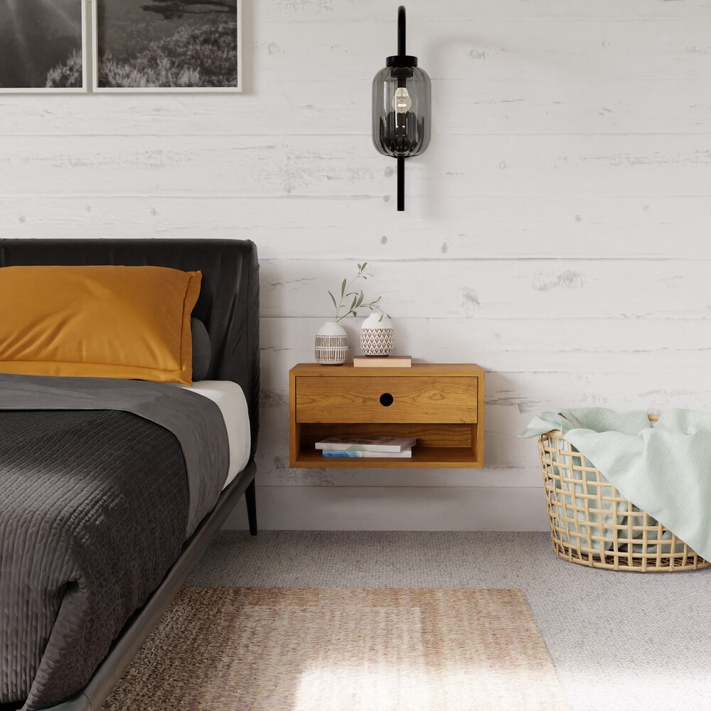 Floating Nightstand with Drawer in Solid Cherry - Image 4