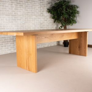 Oak Dining Table, Natural Wood Table on Wood Panel Legs, Wood Dining Room Table, Oak Trestle Table, Modern Harvest Table, Large Dining Table
