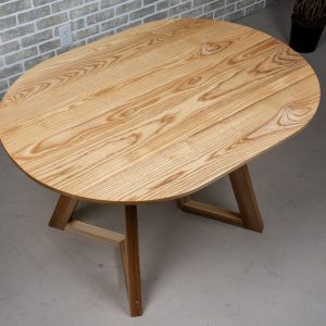 Farmhouse Kitchen Table, Natural Wood Table on Wood Legs, Oval Wood Table, Solid Wood Kitchen Table, Small Modern Farmhouse Dining Table
