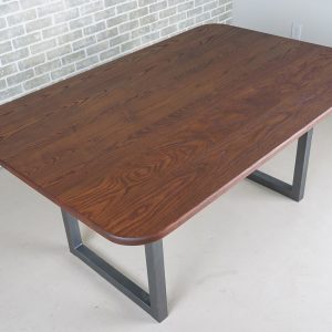 Mid Century Dining Room Table, Wood Table in Brick on Gunmetal Legs, Modern Industrial Table, 6 Foot Ash Table, Solid Hardwood Dining Table