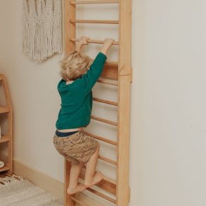 il_1000x1000.4683316856_k5m6.jpg Climbing wall with Slide - 1st birthday boy gift, Swedish ladder, Indoor playground, Game room wall decor, Climbing ladder, Toddler toys