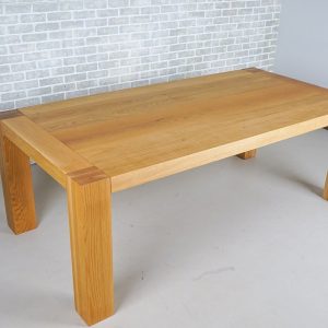 Natural Wood Table, Oak Dining Table with Breadboard Ends, Rustic Wood Parsons Table, 7 Foot Oak Table, Custom Oak Dining Table