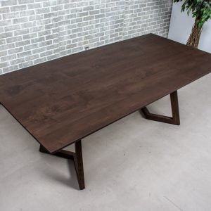 Wood Extension Table, Rock Maple End Extending Table in Espresso, Expandable Dining Table, Dark Brown Solid Wood Dining Table with Leaves