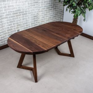 Extendable Walnut Dining Table, Apartment Size Extension Table, Wood Oval Table with Leaves, Small Oval Table Extendable, Oval Dining Table