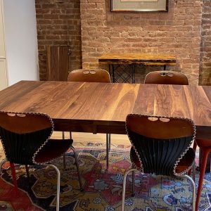 Extension Dining Table, Expandable Walnut Dining Table, Walnut Dining Table Extension, Extendable Solid Wood Table with 2 Leaves