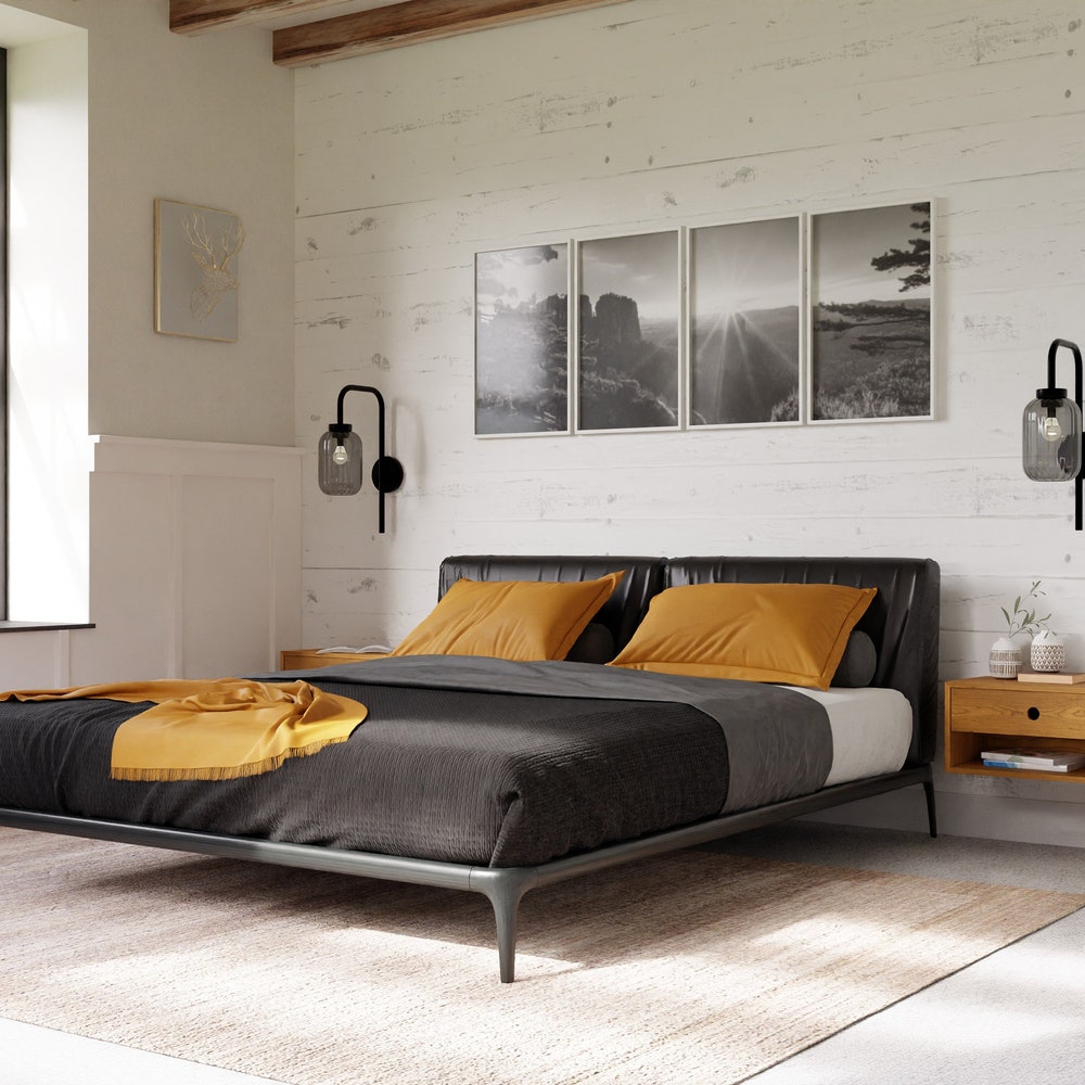 Floating Nightstand with Double Drawers in Solid Cherry - Image 4