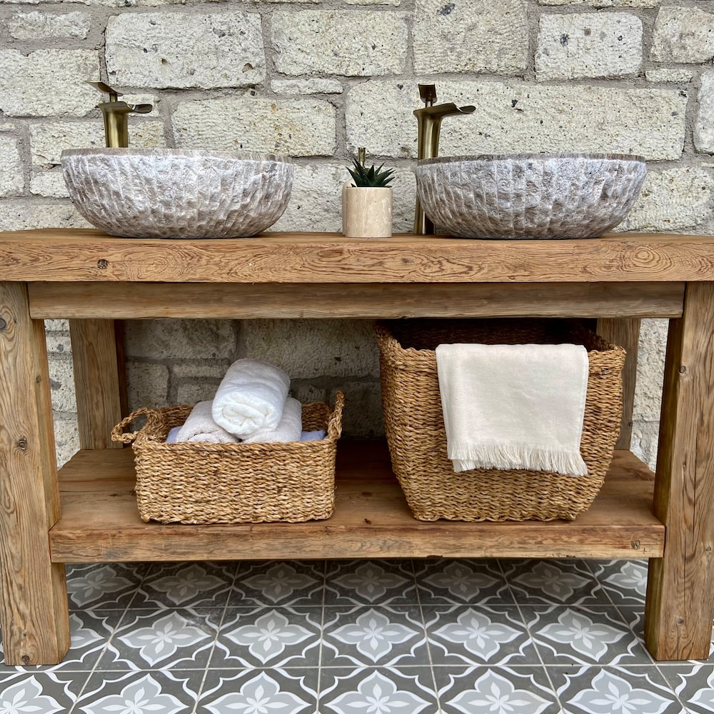 Bathroom Rustic Vanity Wood Farmhouse Decor, Farmhouse Vanity Bathroom Reclaimed Wood Decor, Rustic Wood Vanity Bathroom - Image 10