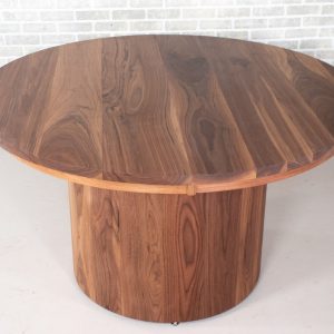 Round Pedestal Table Expandable, Round Walnut Dining Table with Leaves, Expandable Dining Room Table Round, Round Extendable Dining Table