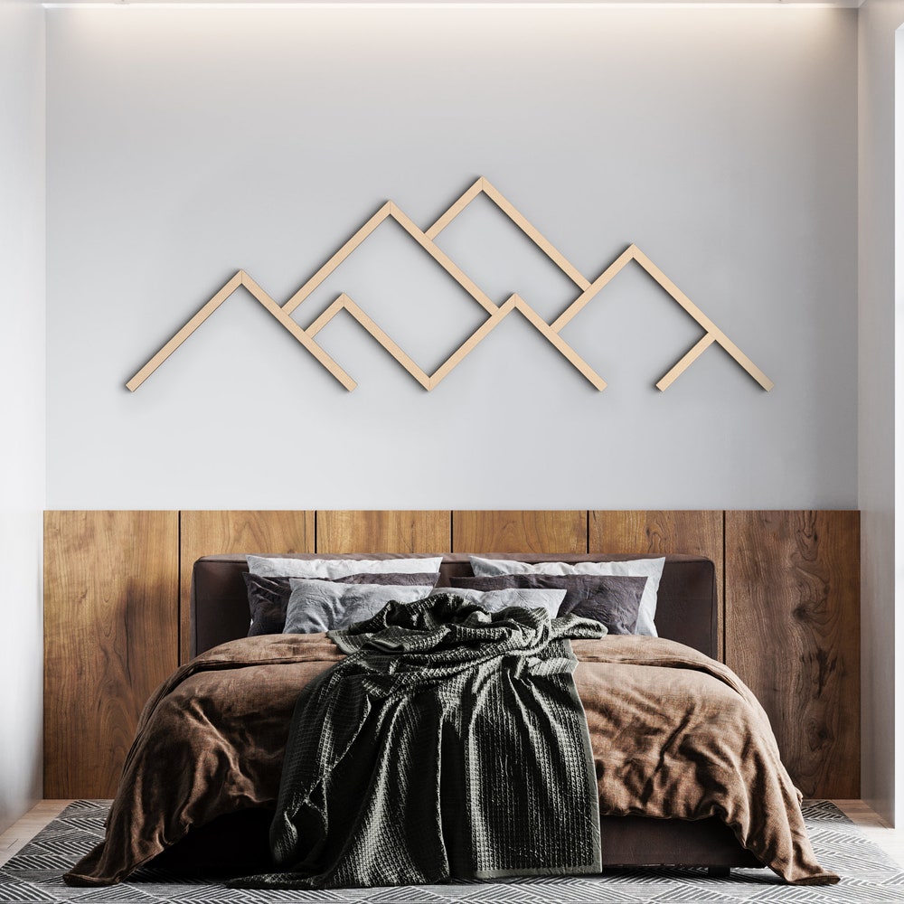 Mountains Wall Art | Modern Wood Wall Art | Minimalist Mountains Wall Art | Home Decor | Mountains line art | Extra Large Wall Art - Image 3