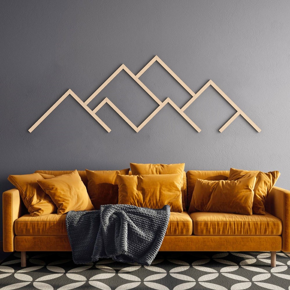 Mountains Wall Art | Minimalist mountains wood art | Mountains wood wall art | Home decor | Mountains line art | Extra large wall art - Image 4