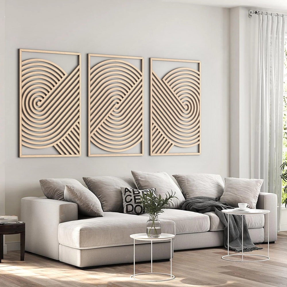 Wood Wall Art Set | Geometric Decor | Modern Wood Wall Art | Wall Wooden Art | Minimalist wall art | Living Room Decor | Abstract wall art - Image 2