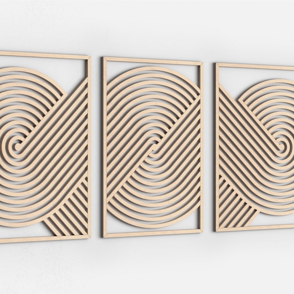 Wood Wall Art Set | Geometric Decor | Modern Wood Wall Art | Wall Wooden Art | Minimalist wall art | Living Room Decor | Abstract wall art - Image 4