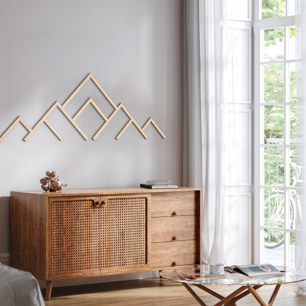 Wood Mountains Wall Art | Modern Mountains Wood Art | Mountains Wood Wall Art | Living Room Decor | Minimalist Home decor | Wood Wall Art - Image 3