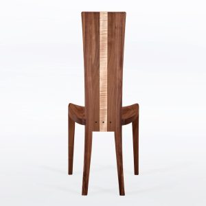 Handmade Dining Chair In Solid Walnut and Curly Maple Wood - Gazelle High Back