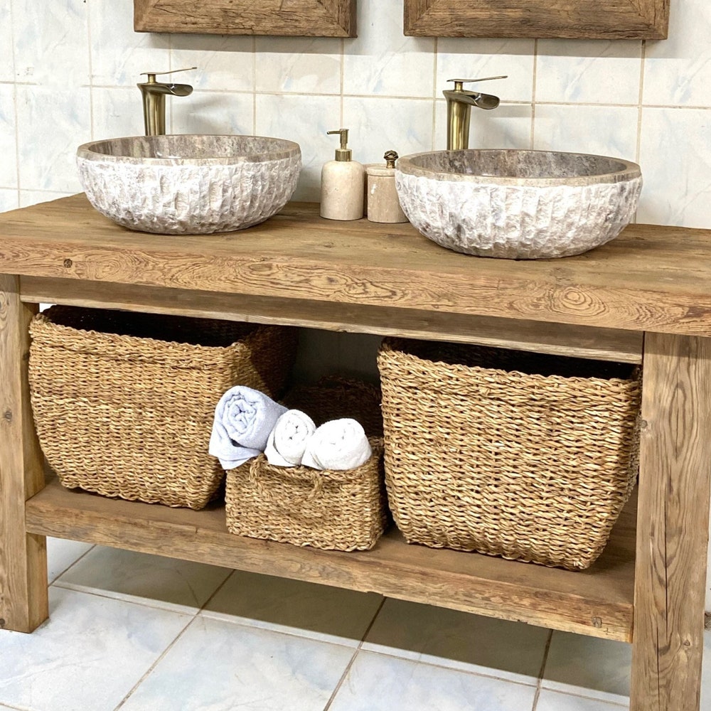 Bathroom Rustic Vanity Wood Farmhouse Decor, Farmhouse Vanity Bathroom Reclaimed Wood Decor, Rustic Wood Vanity Bathroom - Image 8