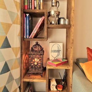 Rustic bookshelf VERTICAL BIKUPA Reclaimed wood open Shelf office storage Vintage library Scaffold boards Furniture living room home decor