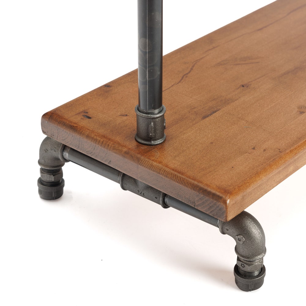 Floating Shelf and Clothing Bar, Retail Fixture, Rustic Industrial 36" Wood with Pipe Rack, Garment Rack, Industrial Floating Shelves - Image 4