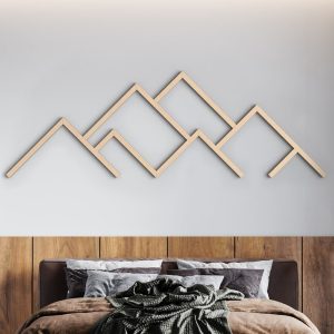 Mountains Wood Wall Art | Geometric Wood Wall Art | Minimalist Mountains Wall Art | Home Decor | Mountains line art | Bedroom decor