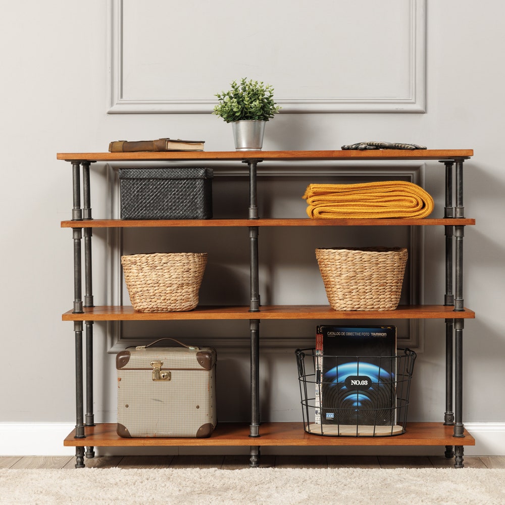 Industrial Pipe and Wood Kitchen Storage Cart, handmade furniture, coffee table, round table, diy table, black pipe table, living table - Image 6