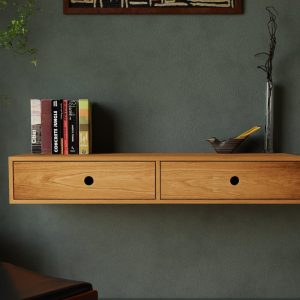 Solid cherry Floating Desk, Wall Mounted Mid-Century Modern Desk