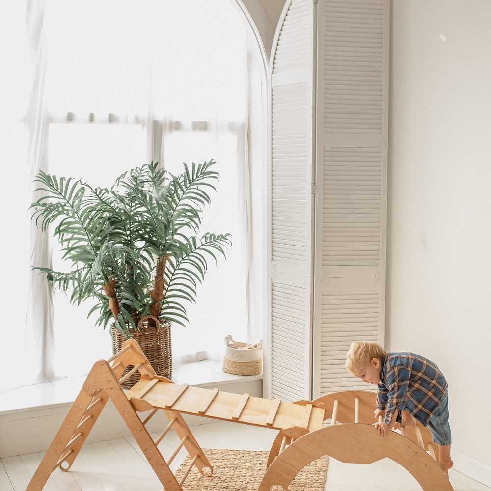 Climb set for toddler, Montessori furniture, First birthday gift, Montessori rocker, Climbing arch, Balance board, Wooden baby toys - Image 5