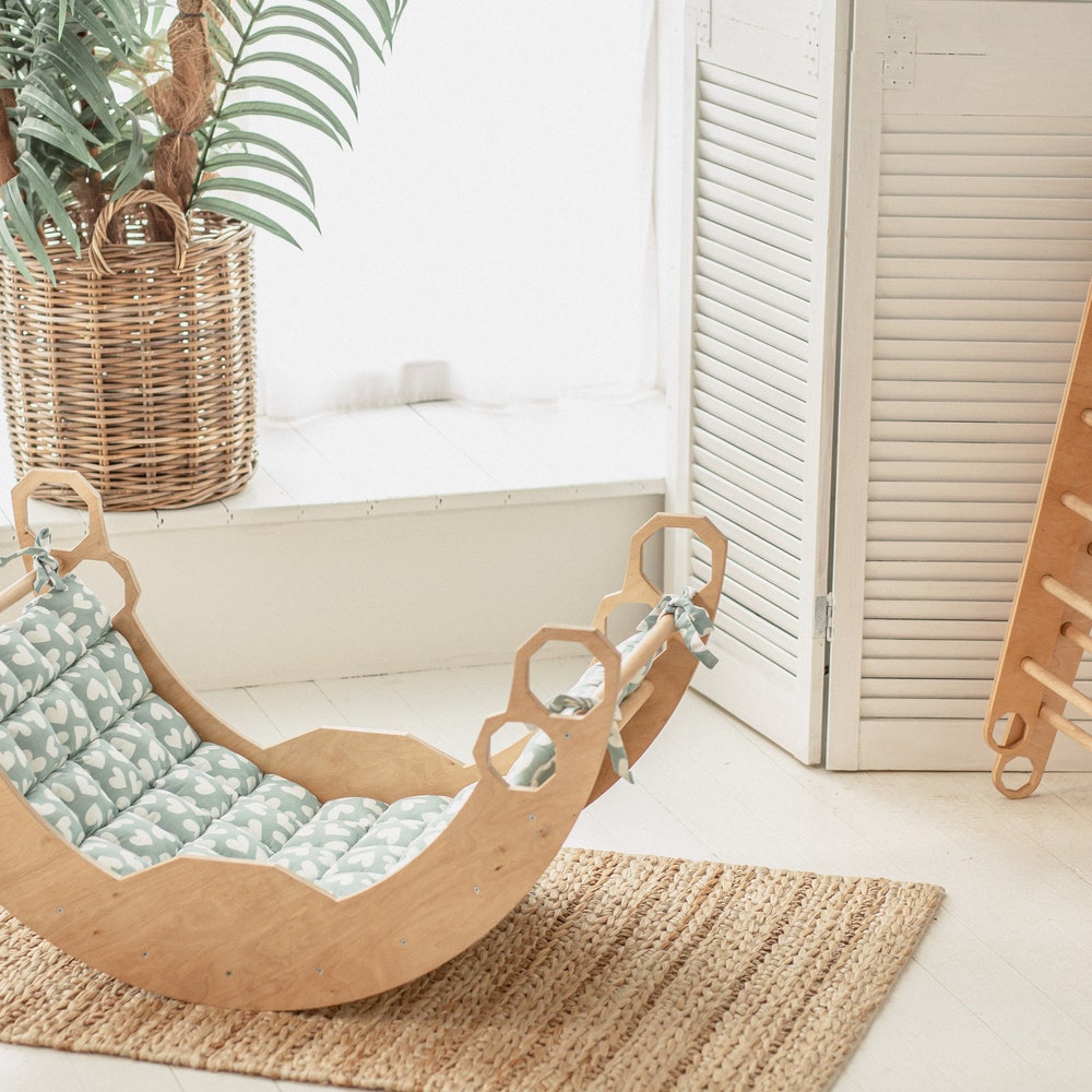 Climb set for toddler, Montessori furniture, First birthday gift, Montessori rocker, Climbing arch, Balance board, Wooden baby toys - Image 8