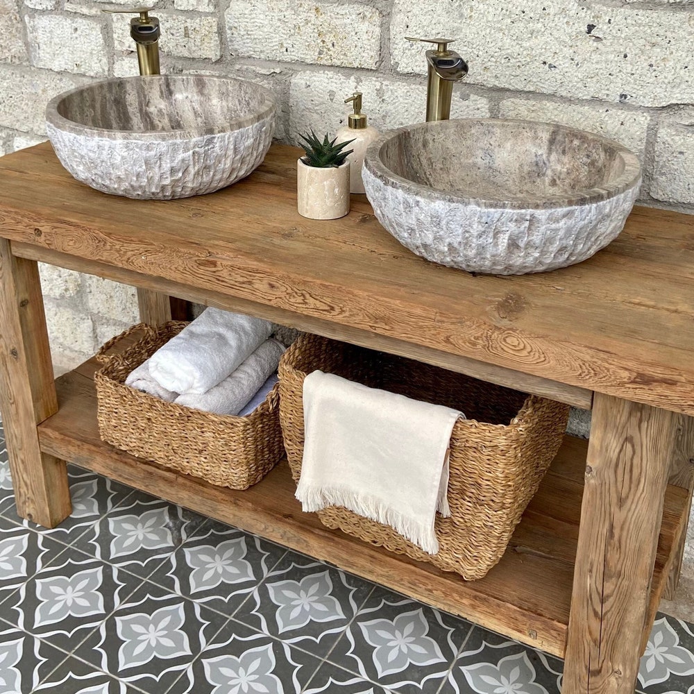 Bathroom Rustic Vanity Wood Farmhouse Decor, Farmhouse Vanity Bathroom Reclaimed Wood Decor, Rustic Wood Vanity Bathroom - Image 6
