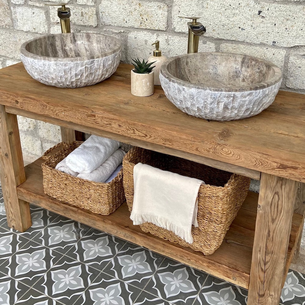 Bathroom Rustic Vanity Wood Farmhouse Decor, Farmhouse Vanity Bathroom Reclaimed Wood Decor, Rustic Wood Vanity Bathroom - Image 6
