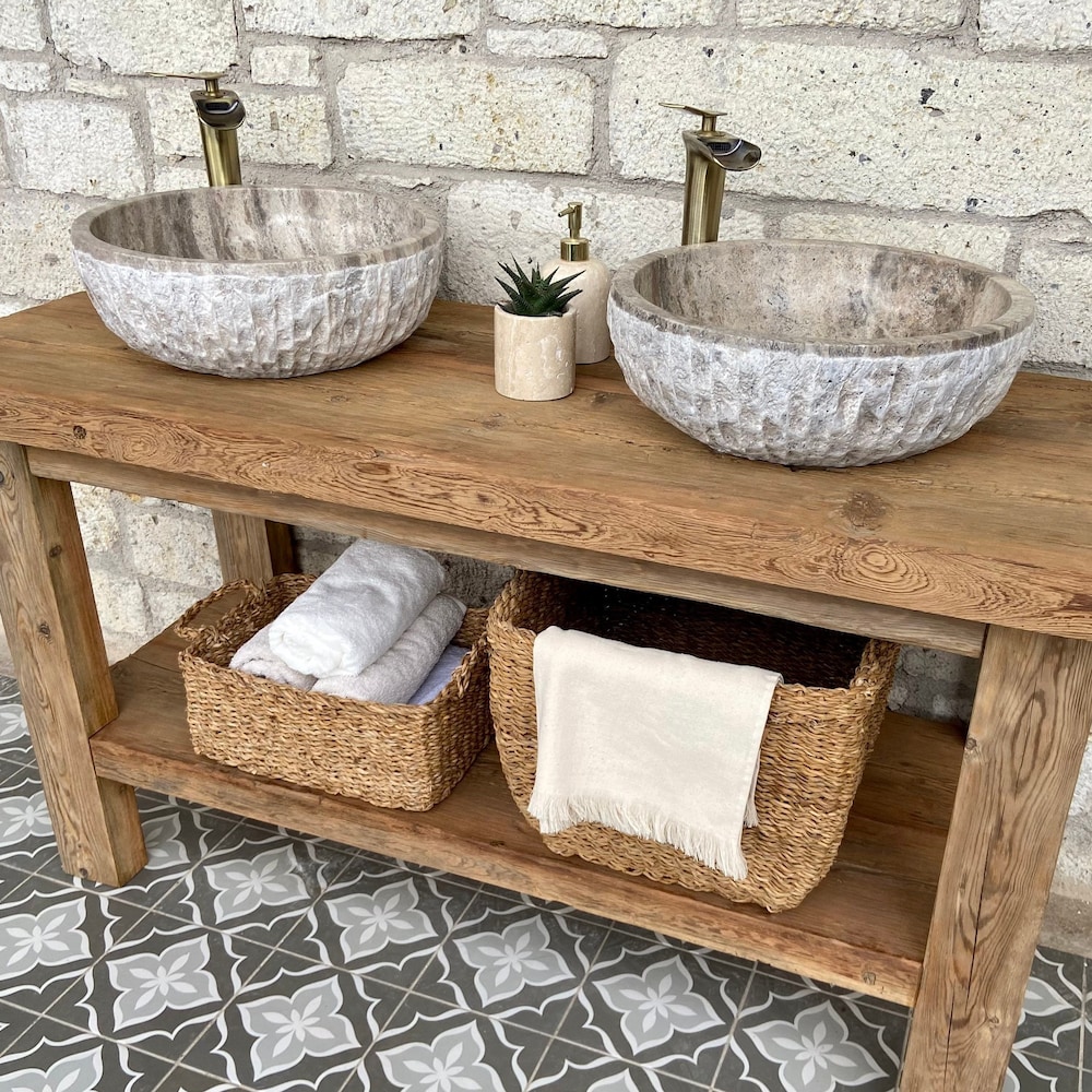Bathroom Rustic Vanity Wood Farmhouse Decor, Farmhouse Vanity Bathroom Reclaimed Wood Decor, Rustic Wood Vanity Bathroom - Image 4