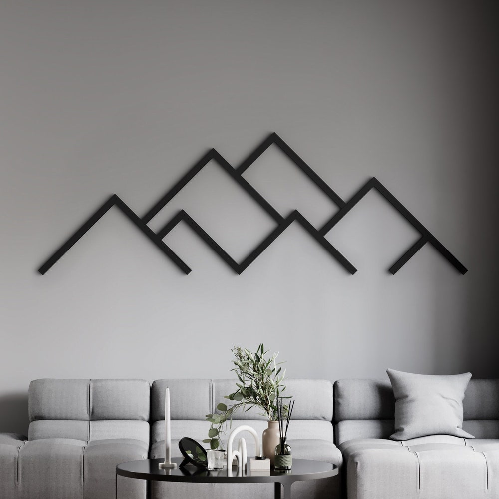 Mountains Wall Art | Minimalist mountains wood art | Mountains wood wall art | Home decor | Mountains line art | Extra large wall art - Image 3