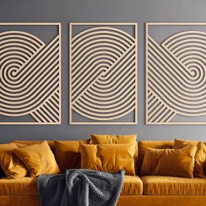 Wood Wall Art Set | Geometric Decor | Modern Wood Wall Art | Wall Wooden Art | Minimalist wall art | Living Room Decor | Abstract wall art