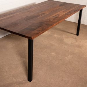 Walnut Wood Table, Walnut Dinner Table with Steel Corner Post Legs, Walnut Dining Table, Simple Walnut Table, Solid Walnut Table Top