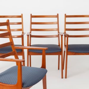 Set of 4 Vintage Armchairs by KS Møbler, Denmark – 1960s Teak Frames, Original Upholstery