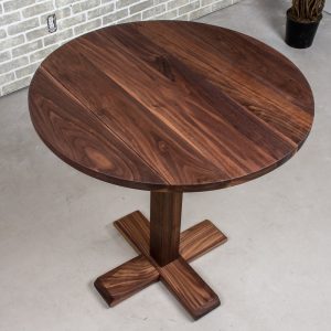 Round Drop Leaf Table, Round Walnut Table with Fold Down Sides, Wood Bistro Dining Table, Bar Height Wood Drop Leaf Pedestal Dining Table