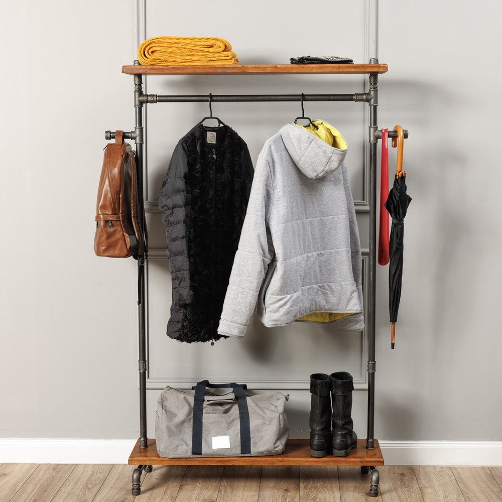 Floating Shelf and Clothing Bar, Retail Fixture, Rustic Industrial 36" Wood with Pipe Rack, Garment Rack, Industrial Floating Shelves - Image 8