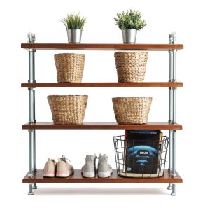 Threaded rods console, Reclaimed Wood Media Table with Shelf, Wide Console Table, Live Edge Entryway Table, Behind Sofa Table