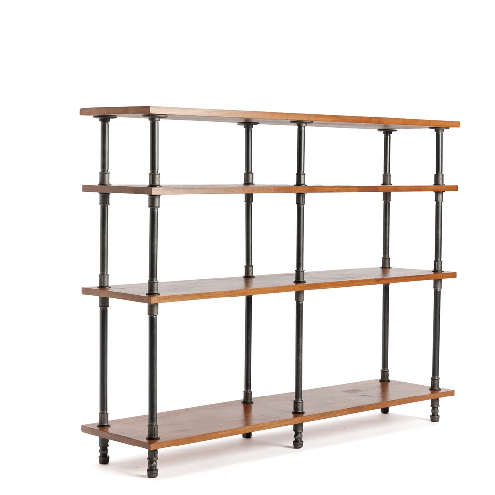 Industrial Pipe and Wood Kitchen Storage Cart, handmade furniture, coffee table, round table, diy table, black pipe table, living table - Image 5