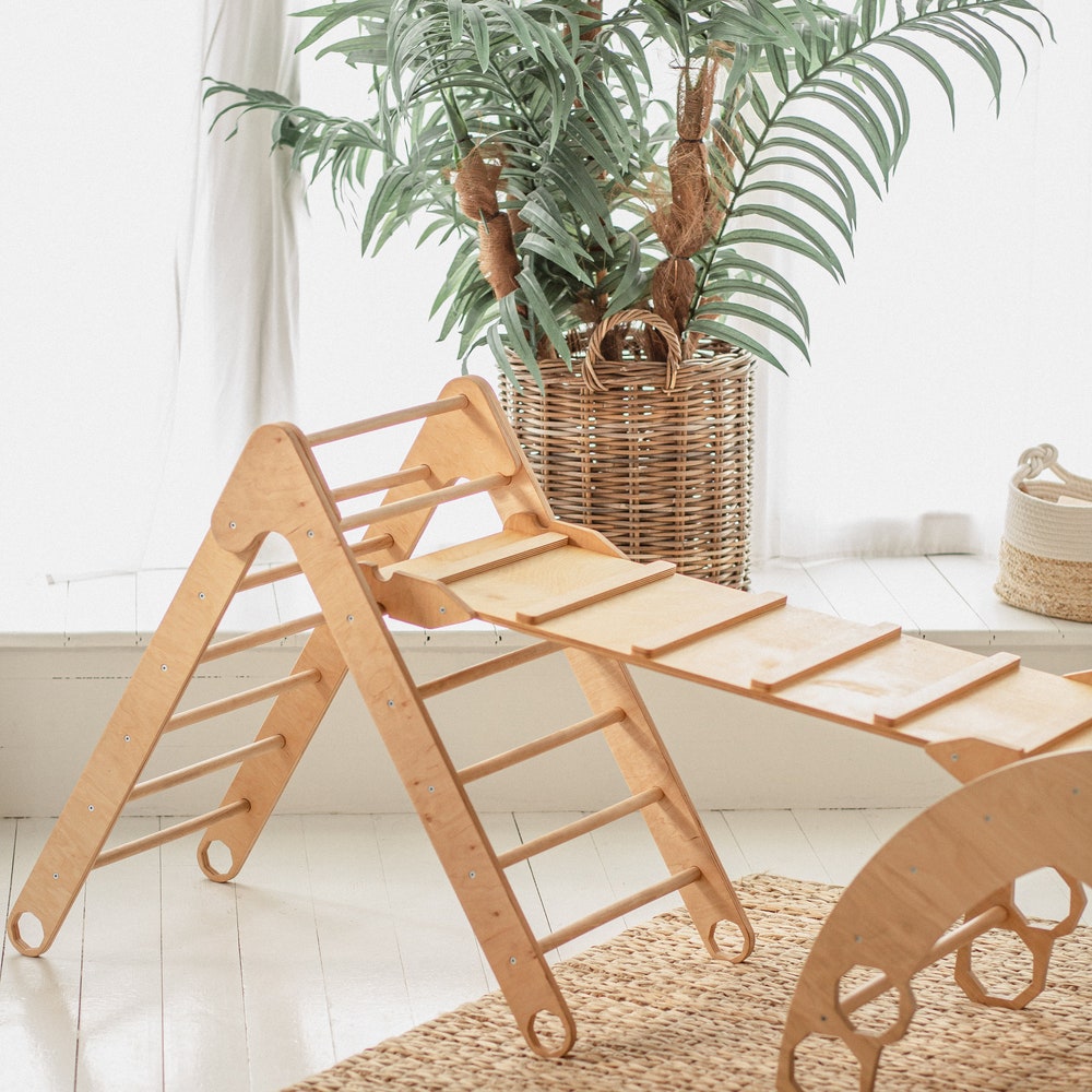 Climb set for toddler, Montessori furniture, First birthday gift, Montessori rocker, Climbing arch, Balance board, Wooden baby toys - Image 9