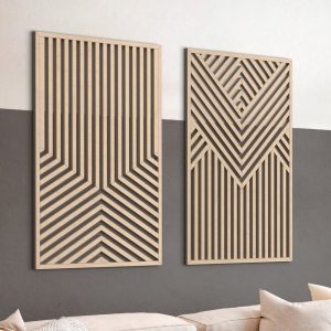 Geometric Wood Wall Art Set | Set of 2 wall art | Wooden wall art | Abstract Wood Wall Art | Modern Wood decor | Extra Large Wall Art