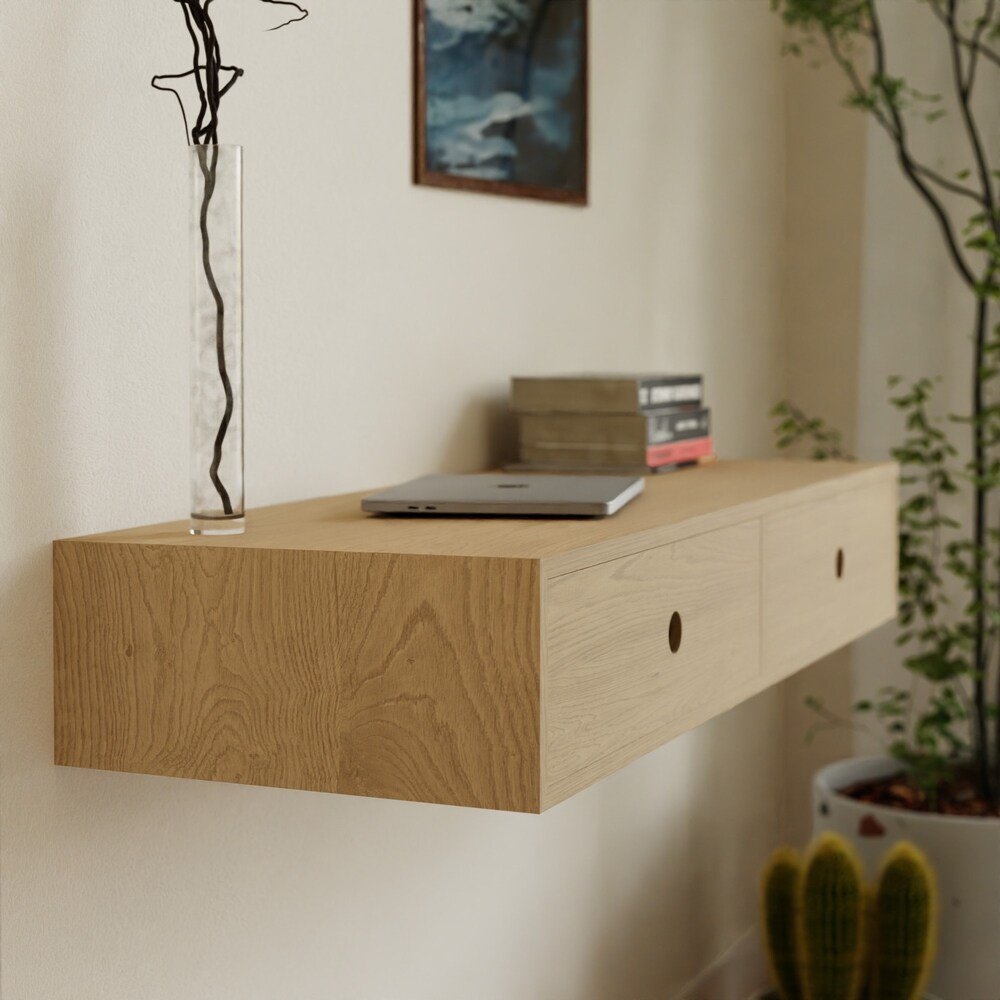 Floating Desk in Solid Maple, Wall Mounted Standing Desk - Image 4