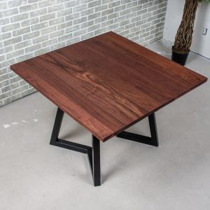 Dining Table Square Extendable, Dining Table with Extenders, Expanding Table in Spiced Walnut, Square Red Toned Wood Dining Table w Leaves