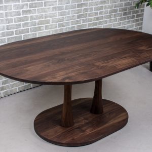 Small Walnut Oval Dining Table, Oval Pedestal Kitchen Table, Blackened Walnut Oval Table on Pedestal Base, Pedestal Dining Room Table