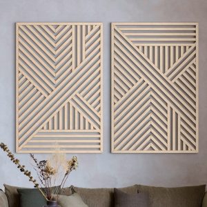 Wood Wall Art | Geometric Decor | Set of 2 wall art | Modern Wooden wall art | Abstract Wall Art | Home decor | Extra Large Wall Art