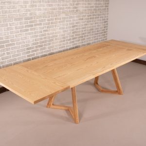 Extendable Dining Table, Wood Dining Table on Wood Legs, Extending Ash Table on Matching Wood Legs, Natural Wood Extension Table