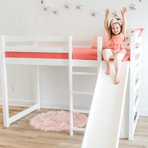 Harper Twin Loft Bed with Slide & Built-In Shelving