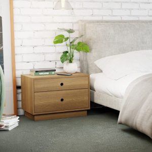 White Oak Nightstand with Double Drawers, Freestanding