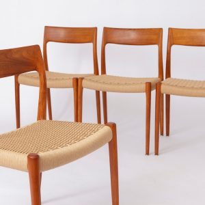 Set of 4 Niels Otto Moller Model 77 Chairs, 1950s – Teak Wood, Renewed Seat Weavings, Vintage Danish Design, Worldwide Shipping