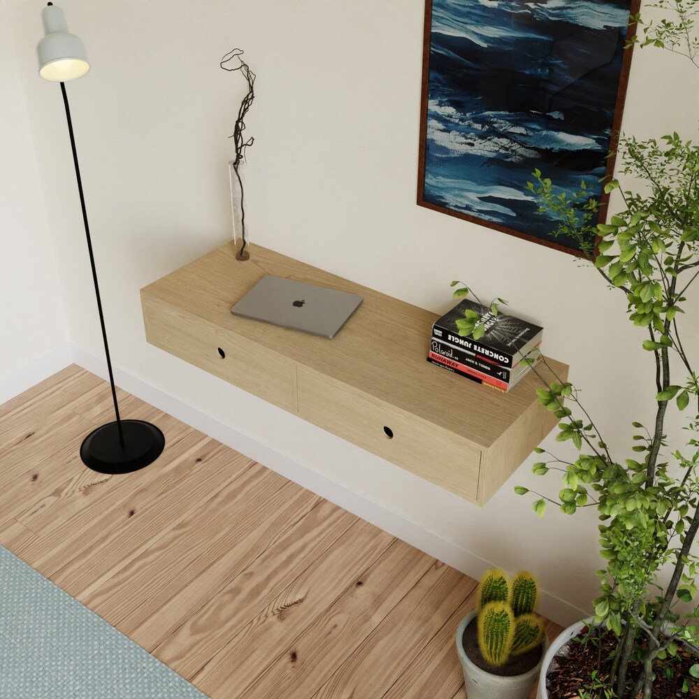 Floating Desk in Solid Maple, Wall Mounted Standing Desk - Image 5