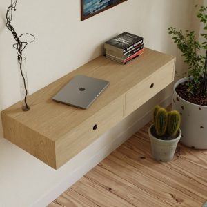 Floating Desk in Solid Maple, Wall Mounted Standing Desk